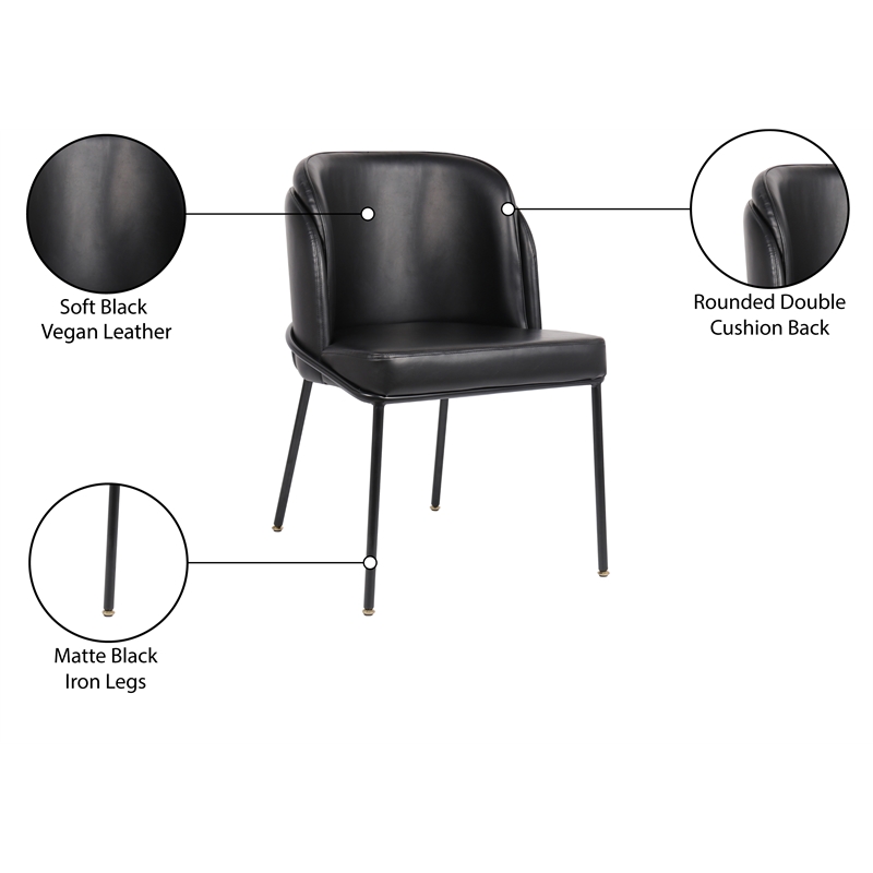 Meridian Furniture Jagger Black Vegan Leather Dining Chair (Set of 2)