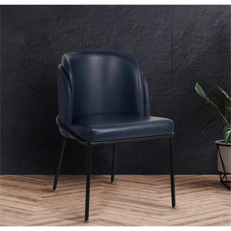 Meridian Furniture Jagger Navy Vegan Leather Dining Chair (Set of 2)