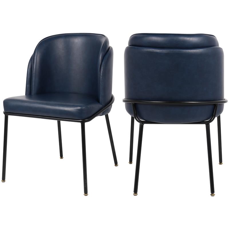 Meridian Furniture Jagger Navy Vegan Leather Dining Chair (Set of 2)
