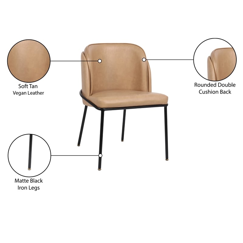 Meridian Furniture Jagger Tan Vegan Leather Dining Chair (Set of 2)