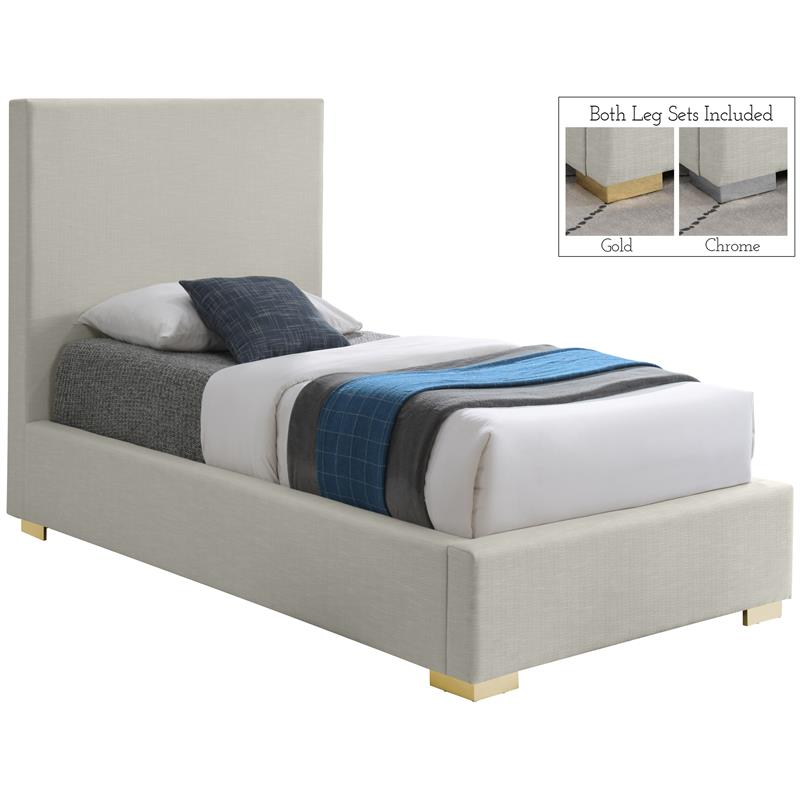 Meridian Furniture Crosby Beige Linen Textured Fabric Twin Bed