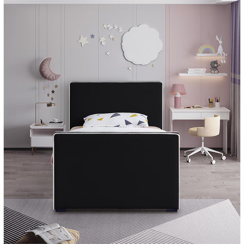 Meridian Furniture Dillard Black Velvet Twin Bed