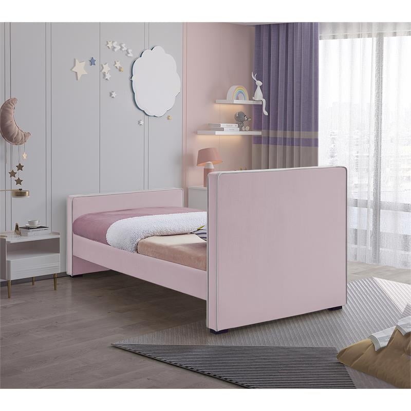 Meridian Furniture Dillard Pink Velvet Twin Bed