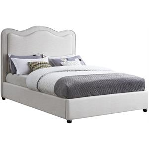 Meridian Furniture Felix Cream Linen Textured Fabric Full Bed
