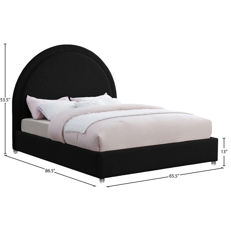 Meridian Furniture Milo Black Fabric Queen Bed