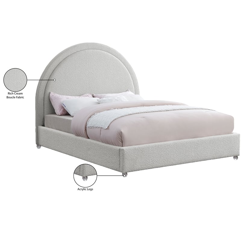 Meridian Furniture Milo Cream Fabric Full Bed