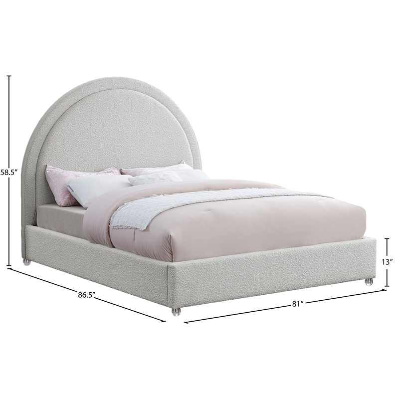 Meridian Furniture Milo Cream Fabric King Bed