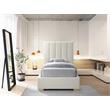 Meridian Furniture Pierce Beige Linen Textured Fabric Twin Bed