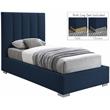 Meridian Furniture Pierce Navy Linen Textured Fabric Twin Bed