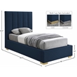 Meridian Furniture Pierce Navy Linen Textured Fabric Twin Bed