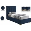 Meridian Furniture Pierce Navy Linen Textured Fabric Twin Bed