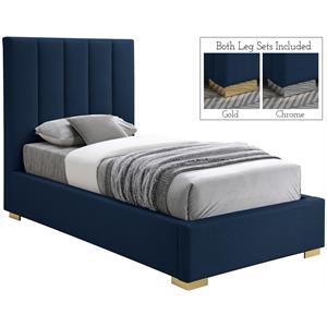 Meridian Furniture Pierce Navy Linen Textured Fabric Twin Bed