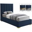 Meridian Furniture Pierce Navy Linen Textured Fabric Twin Bed