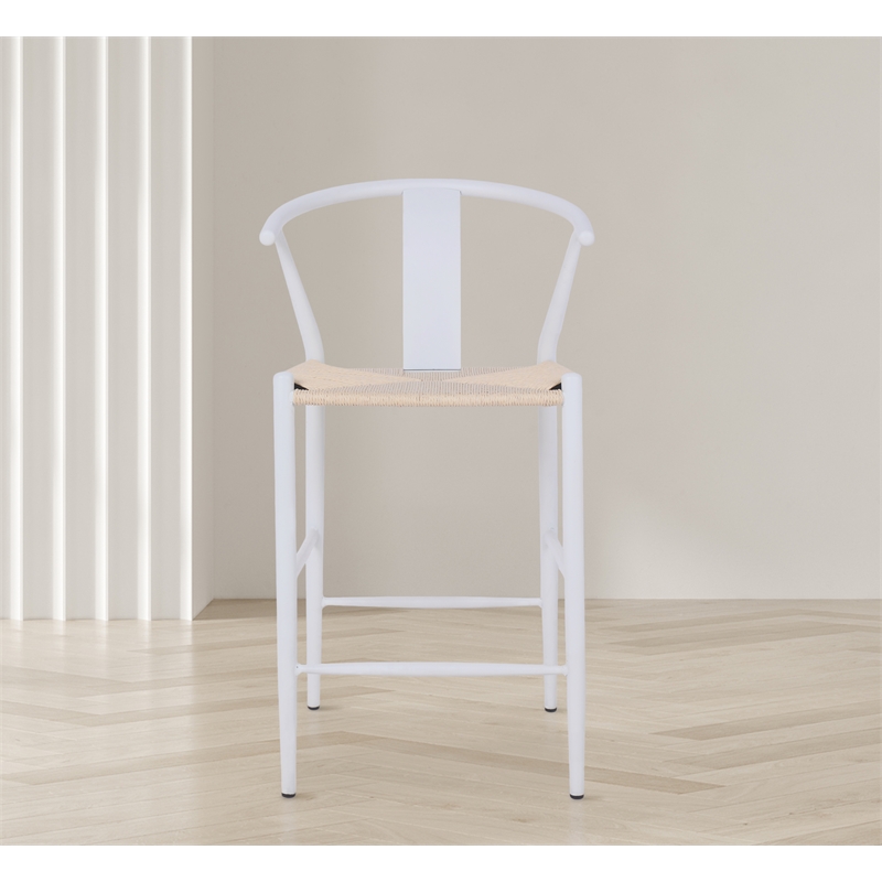 Meridian Furniture Beck Beige Hand Woven Rope Stool