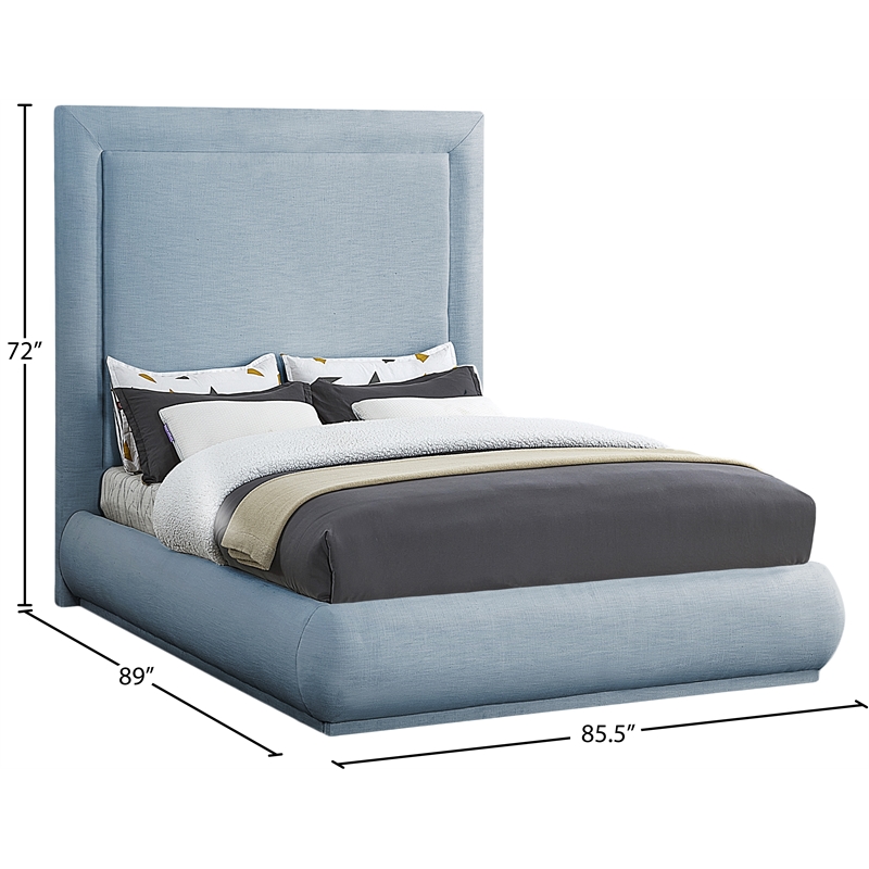 Meridian Furniture Brooke Light Blue Linen Textured Fabric King Bed