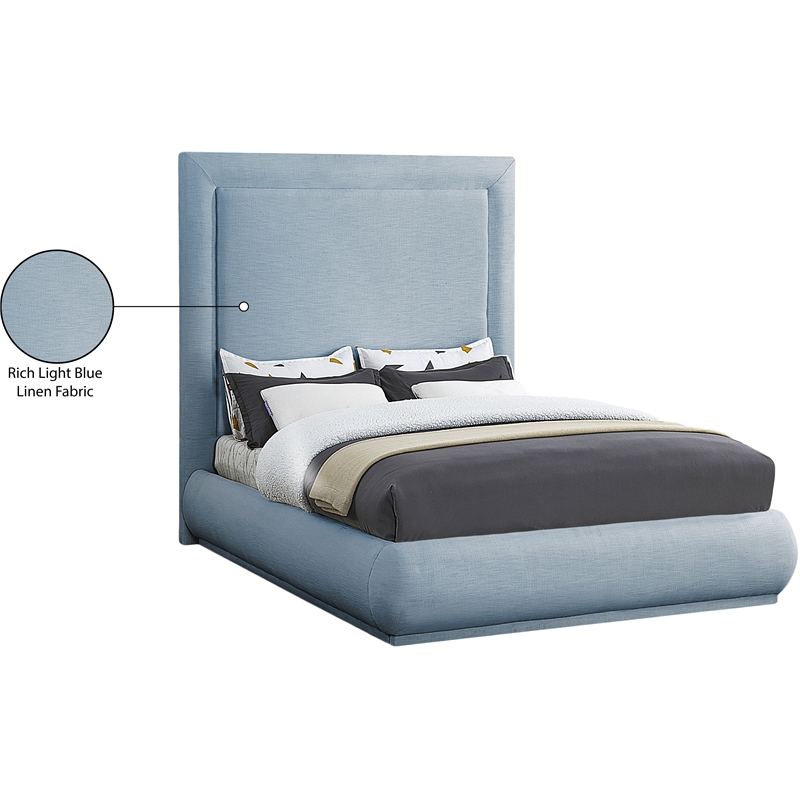 Meridian Furniture Brooke Light Blue Linen Textured Fabric King Bed