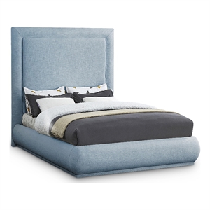 Meridian Furniture Brooke Light Blue Linen Textured Fabric King Bed