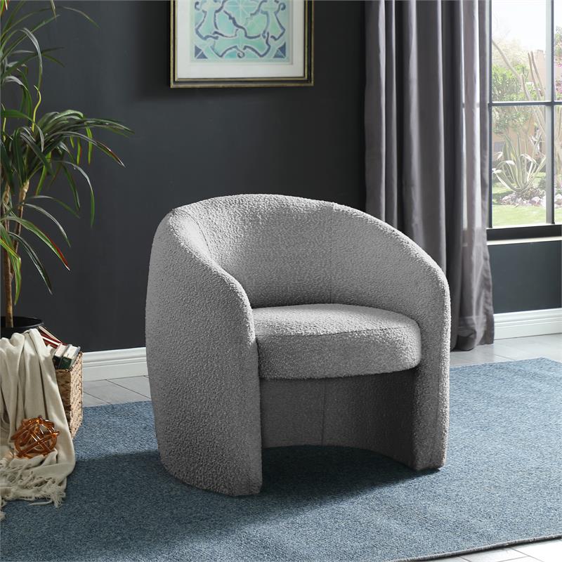 Meridian Furniture Acadia Grey Boucle Fabric Accent Chair