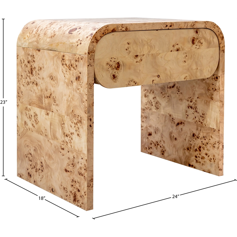 Meridian Furniture Cresthill Burl Wood Night Stand