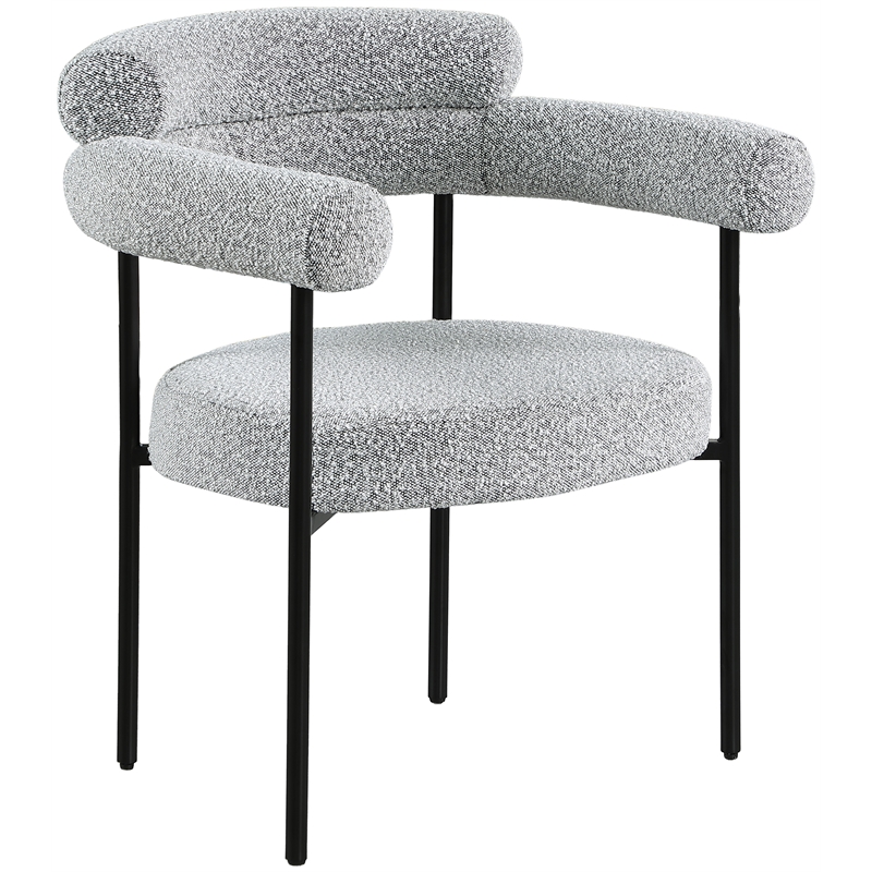 Meridian Furniture Blake Grey Boucle Fabric Dining Chair Set of 2