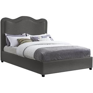 Meridian Furniture Felix Grey Linen Textured Fabric Queen Bed