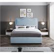 Meridian Furniture Felix Light Blue Linen Textured Fabric Queen Bed
