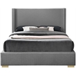 Meridian Furniture Royce Grey Linen Textured Fabric Full Bed