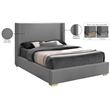 Meridian Furniture Royce Grey Linen Textured Fabric Full Bed
