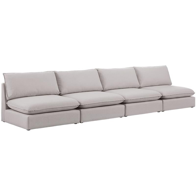 Meridian Furniture Mackenzie Beige Durable Linen Textured Modular Sofa