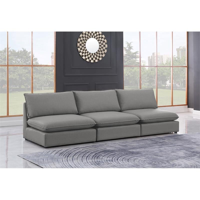 Meridian Furniture Mackenzie Grey Durable Linen Textured Modular Sofa