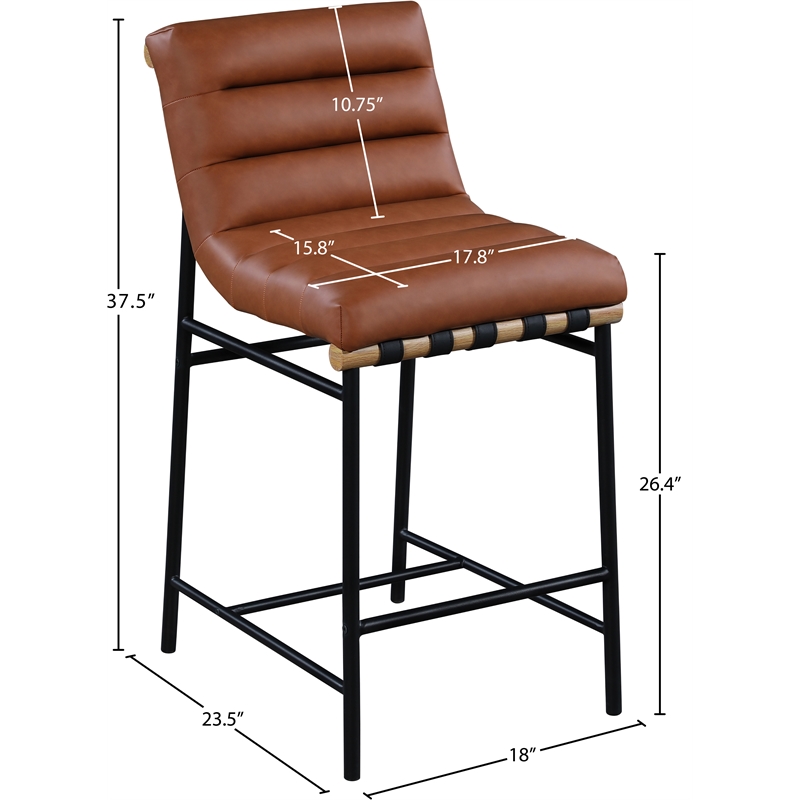 Meridian Furniture Burke Cognac Vegan Leather Counter Stool