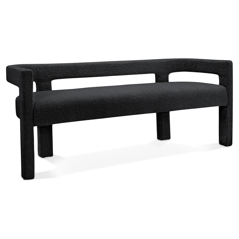 Meridian Furniture Athena Black Boucle Fabric Bench
