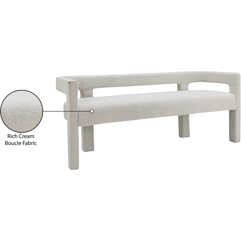 Meridian Furniture Athena Cream Boucle Fabric Bench