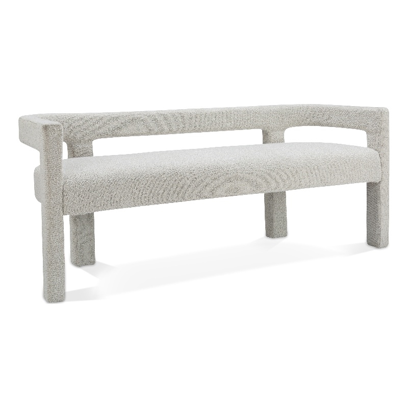 Meridian Furniture Athena Cream Boucle Fabric Bench