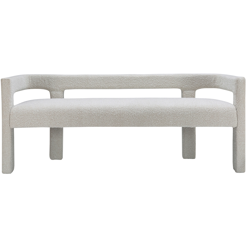 Meridian Furniture Athena Cream Boucle Fabric Bench