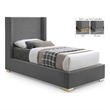 Meridian Furniture Royce Grey Linen Textured Fabric Twin Bed