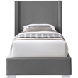 Meridian Furniture Royce Grey Linen Textured Fabric Twin Bed