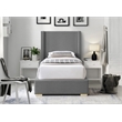 Meridian Furniture Royce Grey Linen Textured Fabric Twin Bed