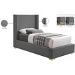Meridian Furniture Royce Grey Linen Textured Fabric Twin Bed
