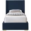Meridian Furniture Royce Navy Linen Textured Fabric Twin Bed