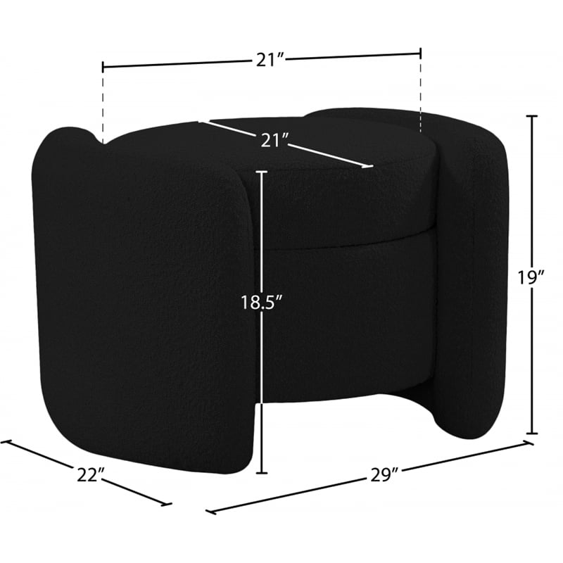 Meridian Furniture Horizon Black Boucle Fabric Ottoman