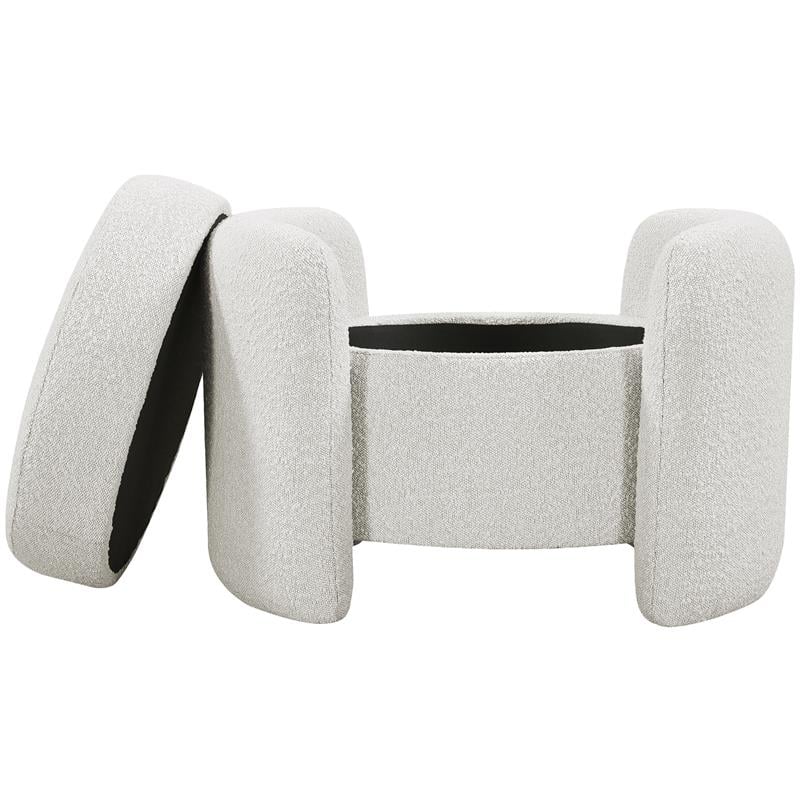 Meridian Furniture Horizon Cream Boucle Fabric Ottoman