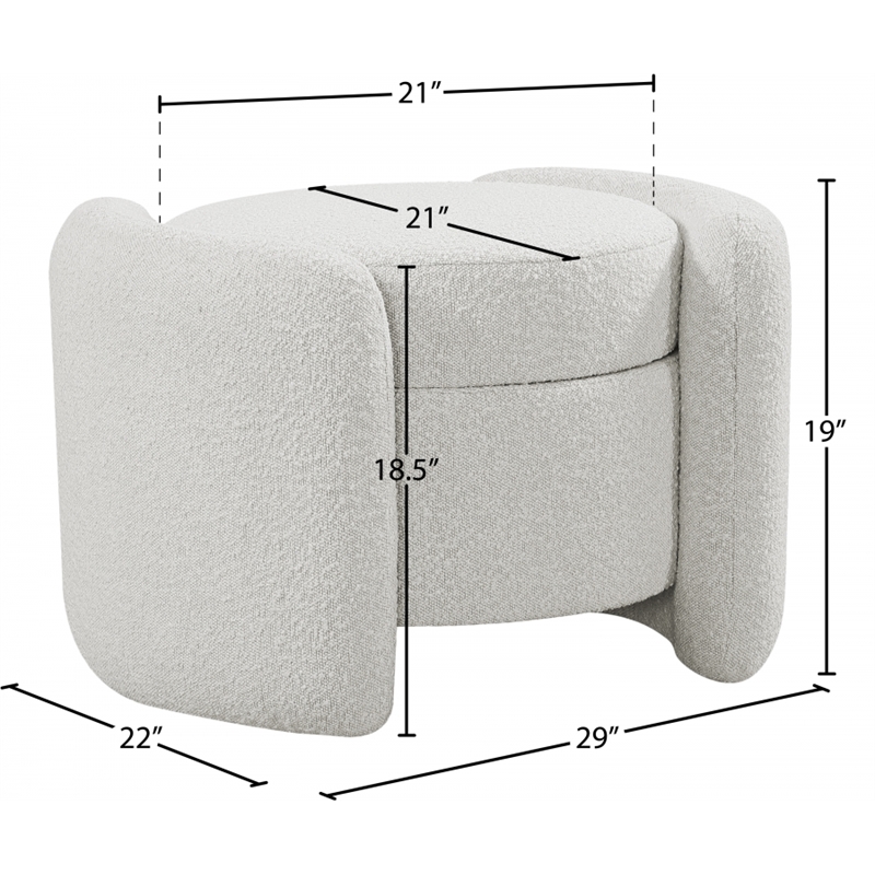 Meridian Furniture Horizon Cream Boucle Fabric Ottoman
