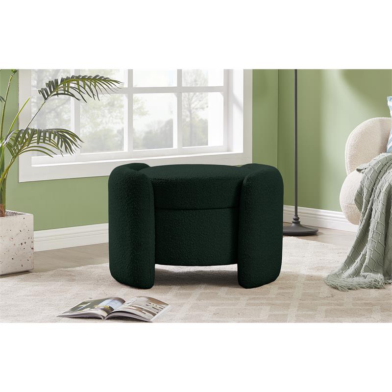 Meridian Furniture Horizon Green Boucle Fabric Ottoman