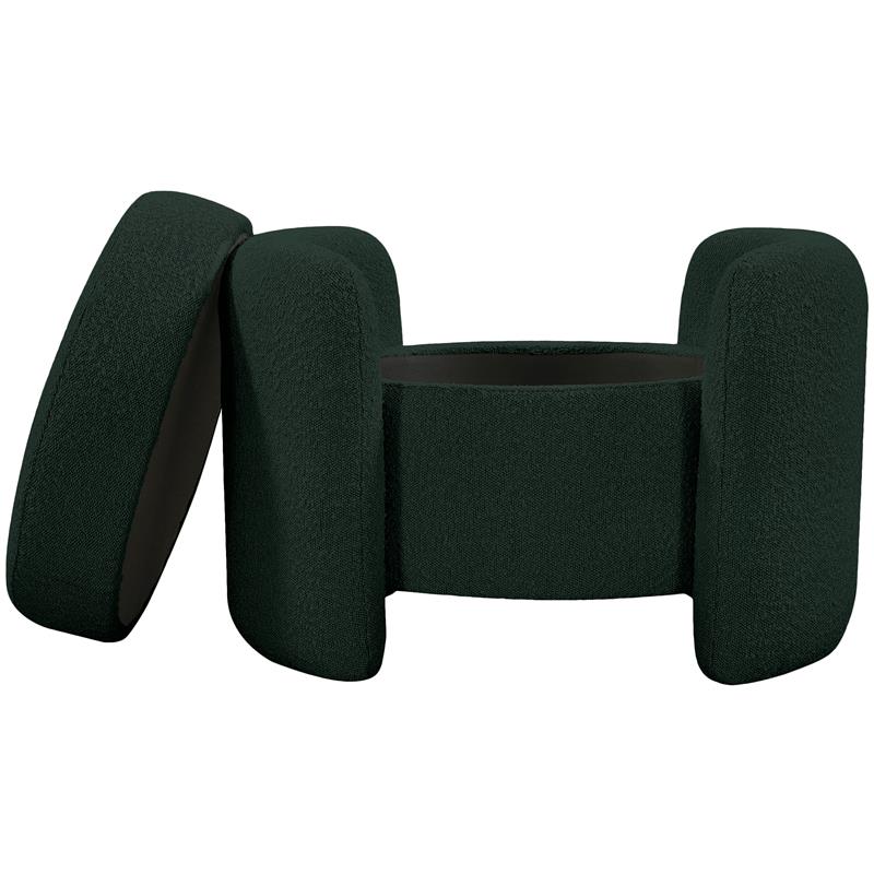 Meridian Furniture Horizon Green Boucle Fabric Ottoman