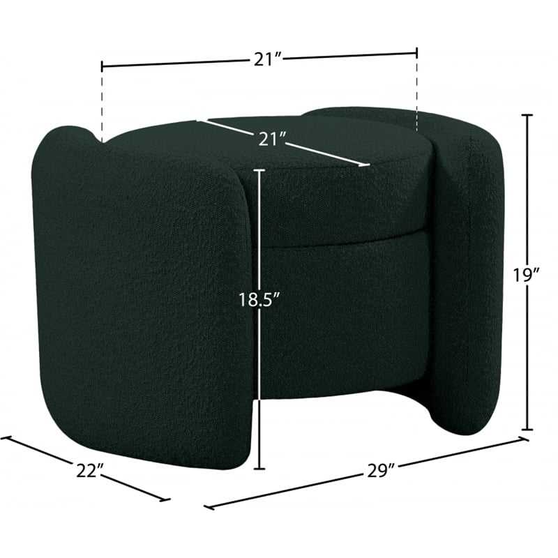 Meridian Furniture Horizon Green Boucle Fabric Ottoman