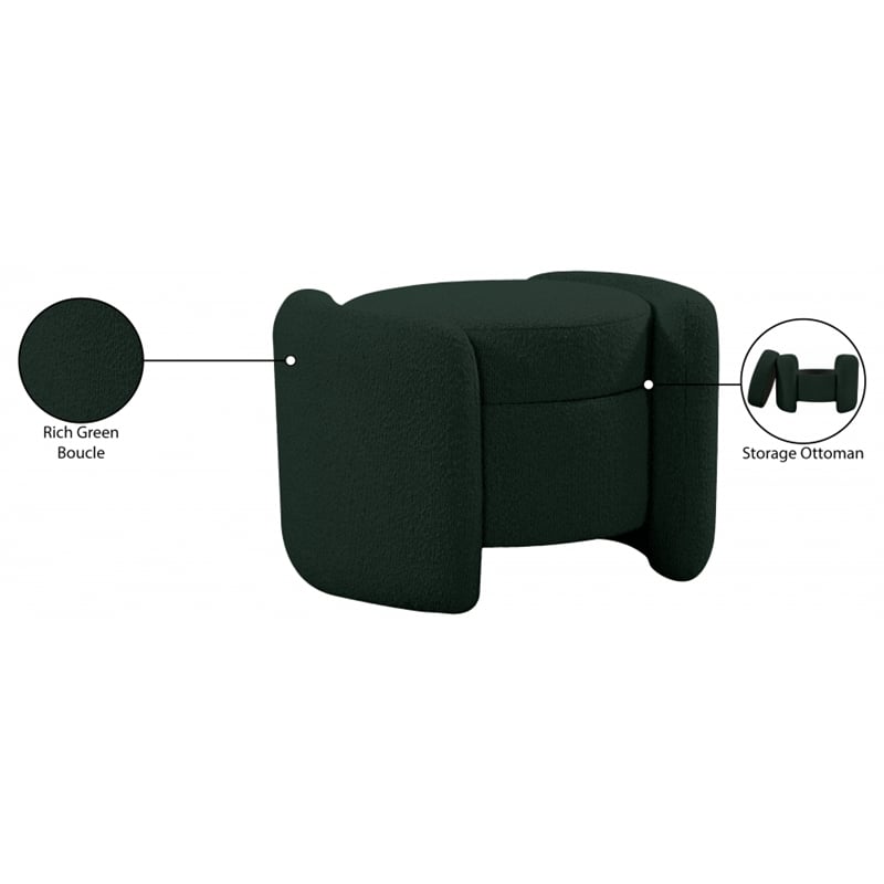 Meridian Furniture Horizon Green Boucle Fabric Ottoman