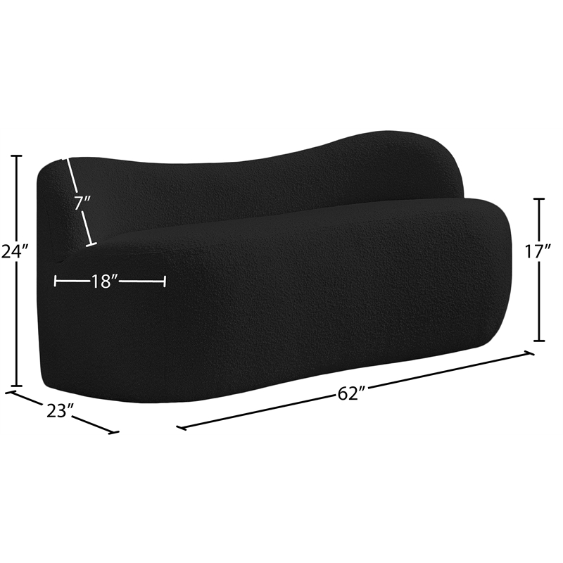 Meridian Furniture Flair Black Boucle Fabric Bench