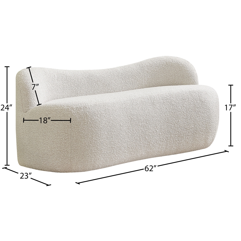 Meridian Furniture Flair Cream Boucle Fabric Bench