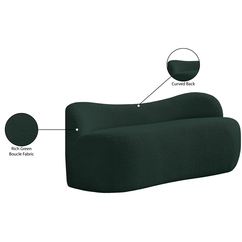 Meridian Furniture Flair Green Boucle Fabric Bench